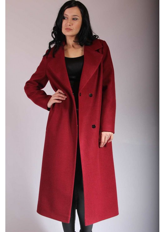 Бордовое классическое пальто